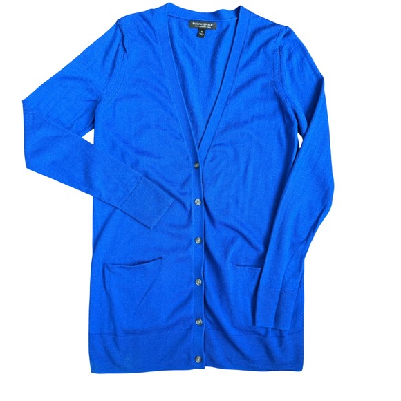 Banana Republic Womens 100% Merino Wool Longline Slouchy Cardigan Royal Blue MED - Picture 2 of 13